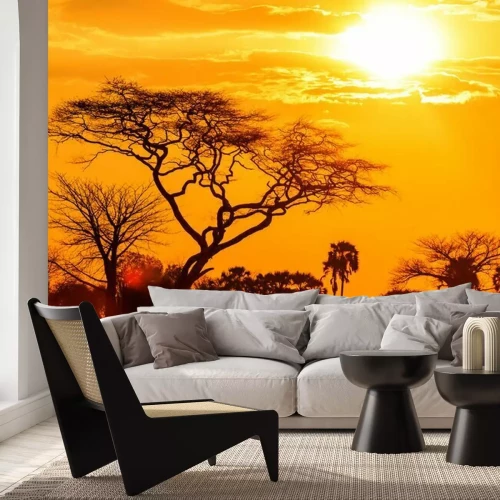 Fotobehang Oranje gloed van een Afrikaanse zonsondergang