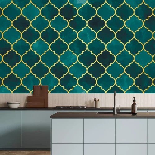 Sticker Donkergroen Arabisch ornament