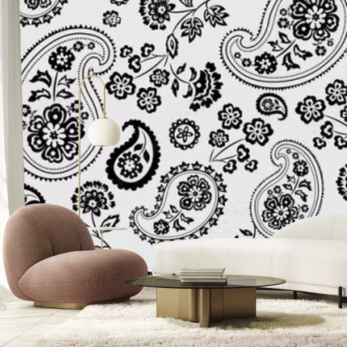 Sticker Zwart en grijs paisley ornament