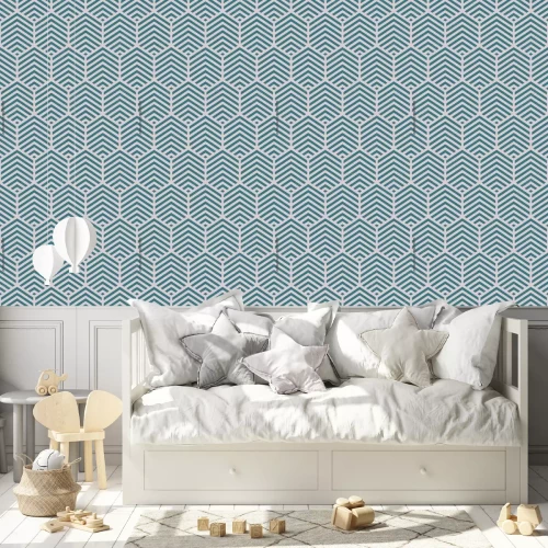 Behang Zeshoekig retro motief