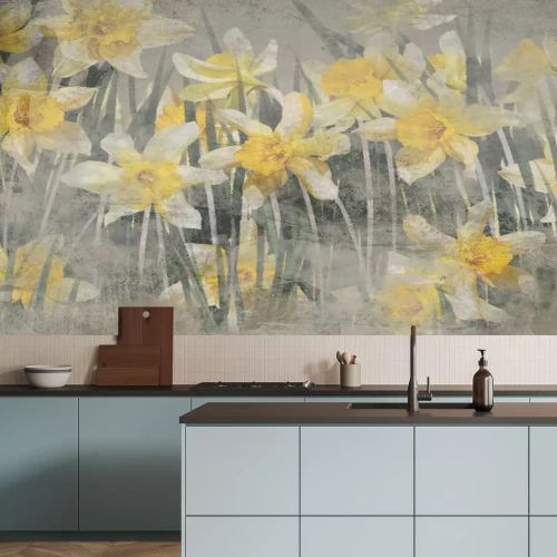 Fotobehang Lentegele bloemen