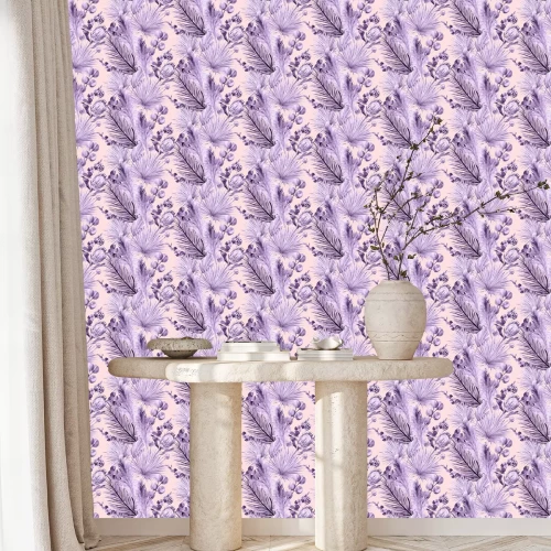 Behang Vrolijke kleurrijke exotische compositie