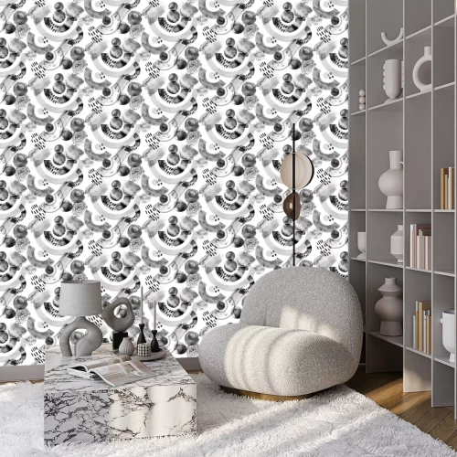 Behang Grijze geometrische abstractie