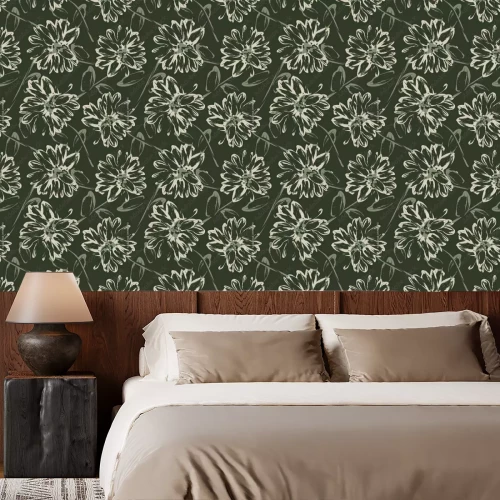 Behang Decoratief motief van bloemtakjes