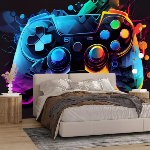 Fotobehang Voor tieners, abstracte kleurrijke gamepad-controller