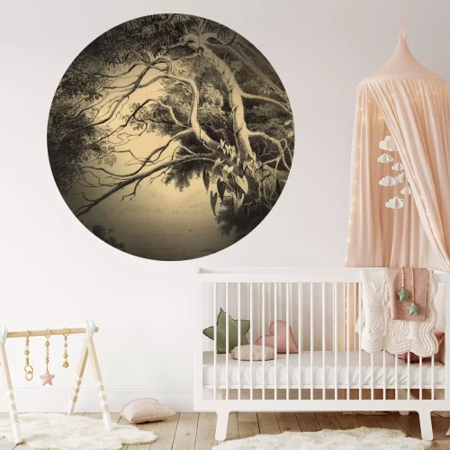 Sticker Ronde schets uit een botanisch tijdschrift