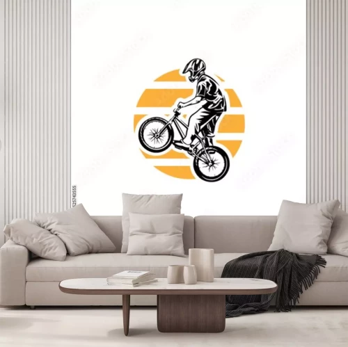 Sticker BMX-fietser die een helm draagt