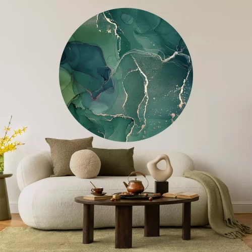Sticker Rond groen marmer