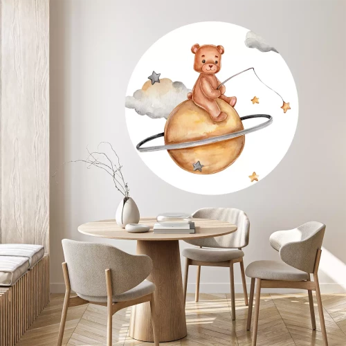 Sticker Een beer in een sprookjesachtige kosmos