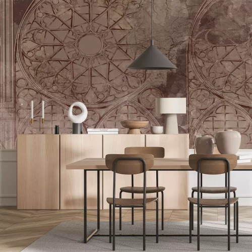 Fotobehang Gotisch glas-in-loodraam in vintage stijl