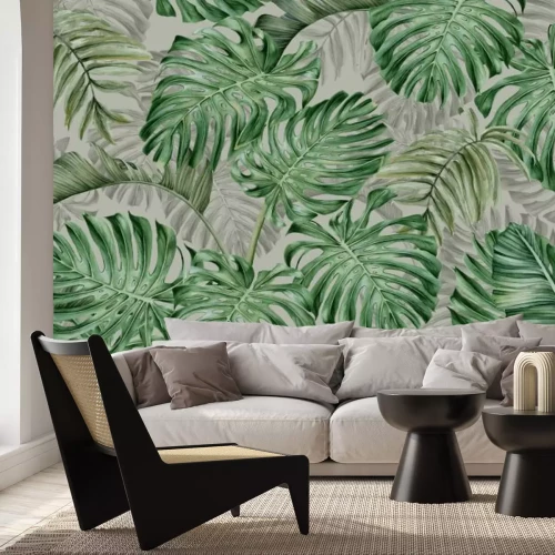 Fotobehang Grote monsterabladeren