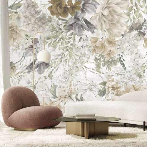 Fotobehang Een artistiek pioenrozenarrangement