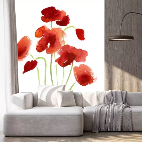 Sticker Rode bloemen geschilderd met verf