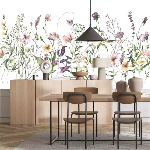 Sticker Watercolor Midsummer invitations seamless border with hand painted delicate leaves, pink flowers. Romantic floral frames perfect for wedding greeting cards, invitation. High quality illustration