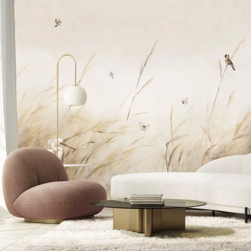 Fotobehang Pattern bird egrets and butterflies sparrow perches .