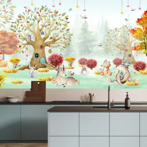 Fotobehang Betoverd bos met wilde fauna