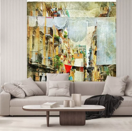 Fotobehang Napoli - traditionele oude Italiaanse straatjes, artistieke foto in pa