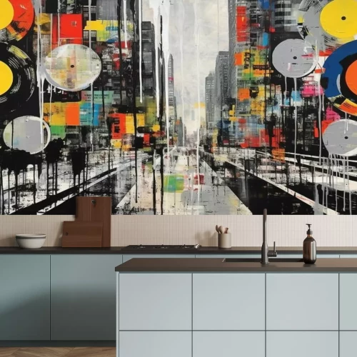 Fotobehang Vinylplaten in een rauwe grunge-stijl