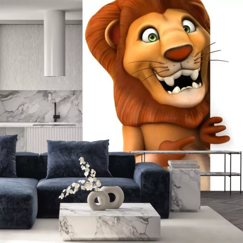 Sticker Grafische grappige leeuw