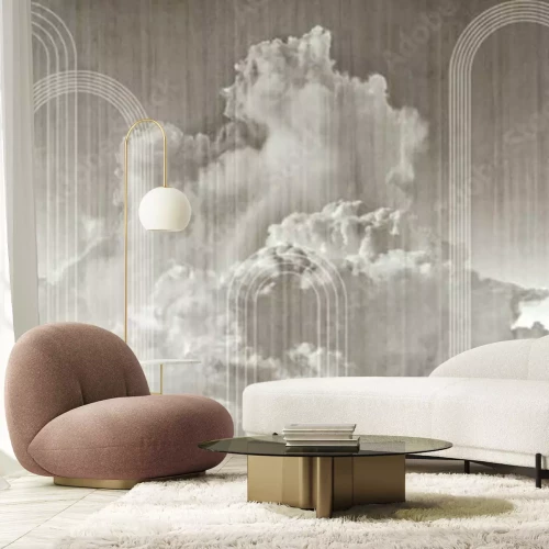 Fotobehang Wolken en geometrische vormen