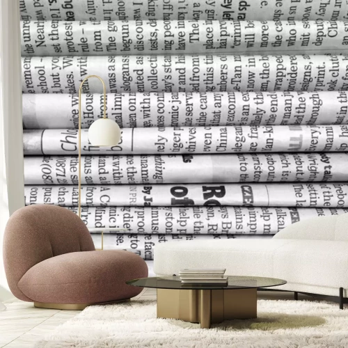 Fotobehang Een stapel kranten in zwart-wit