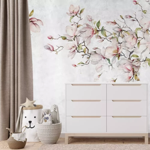 Fotobehang Magnoliabloemen op boomtakken