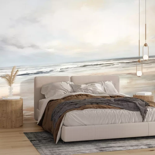 Fotobehang Neutral Ocean Landscape Vintage Oil Painting Art