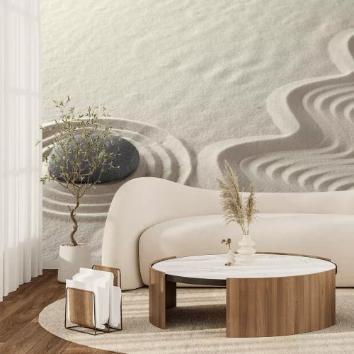 Fotobehang Ronde steen op zand