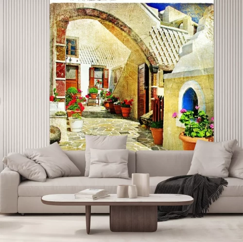 Fotobehang Picturale straten van Santorini