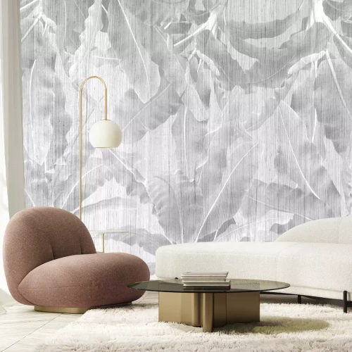 Fotobehang Tropische bananenbomen in grijstinten