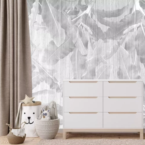 Fotobehang Tropische bananenbomen in grijstinten