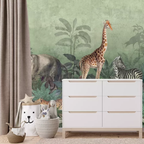 Fotobehang Safari-dieren in de tropische jungle