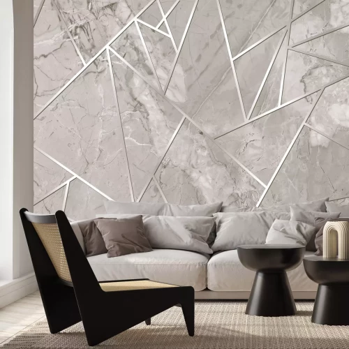 Fotobehang Geometrisch patroon van lijnen op een marmeren achtergrond