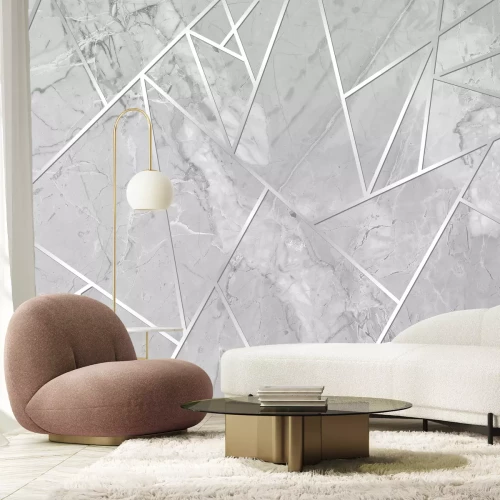 Fotobehang Geometrische stijllijnen op een grijze marmeren achtergrond