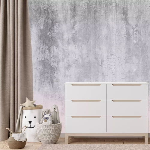 Fotobehang Betonnen textuur in roze en grijze kleuren