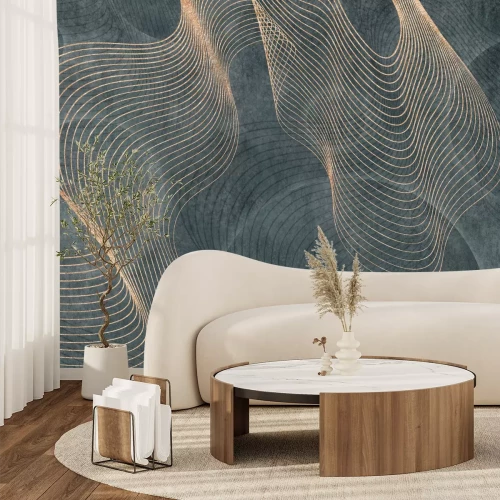 Fotobehang 3D-lijnen en geometrische vormen op een gestructureerde achtergrond