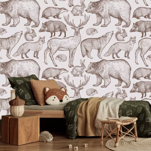 Fotobehang Vintage bosdieren