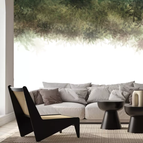 Fotobehang Abstract groen bladerenpatroon in aquarelstijl