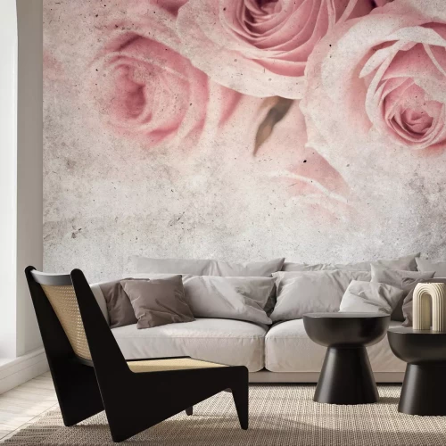 Fotobehang Rozen op een vintage betonnen achtergrond