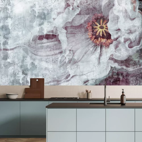 Fotobehang Een grote bloem op een gestructureerde achtergrond