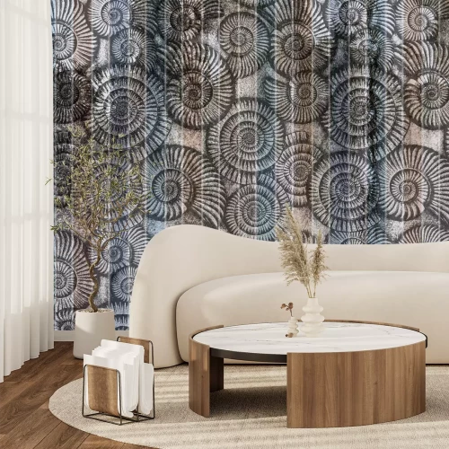 Fotobehang Schelpenpatroon met betoneffect