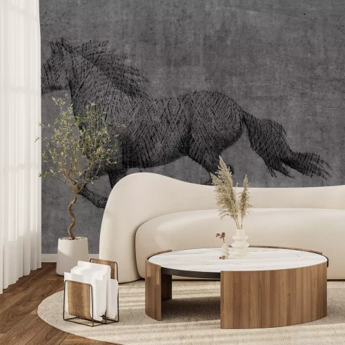 Fotobehang Galopperend paard op een gestructureerde achtergrond
