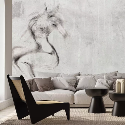 Fotobehang Schetsstijl vrouwelijk silhouet op een gestructureerde achtergrond