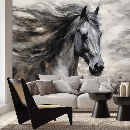 Fotobehang Portret van een paard in moderne abstractie