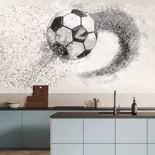 Fotobehang 3D-voetbal op een aquarelachtergrond