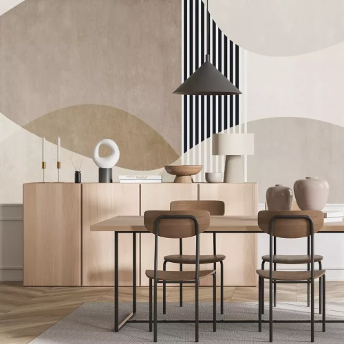 Fotobehang Geometrische vormen en witte strepen