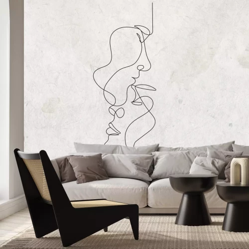 Fotobehang Lijntekeningengezichten op een betonnen achtergrond