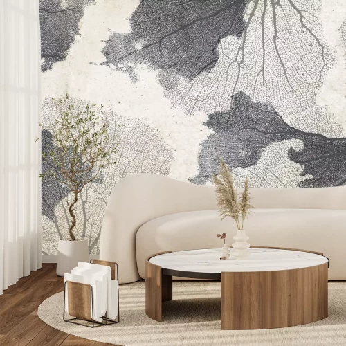 Fotobehang Grijze koralen op een achtergrond met betoneffect