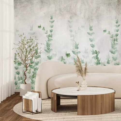 Fotobehang Klimop op een betonnen achtergrond