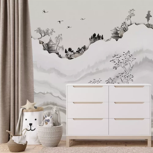 Fotobehang Landschap in chinoiseriestijl